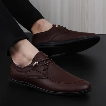

Men Shoes New Brand Leather Casual Men Shoes Fashion Comfortable Men'S Flats Round Toe Office Men Dress Shoes Plus Size 37-45