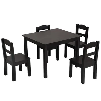 

Wooden Table with 4 Wooden Chairs Furniture Set Espresso Solid Wood Dining Table And Chair Set Outdoor Patio Solid Table Chairs