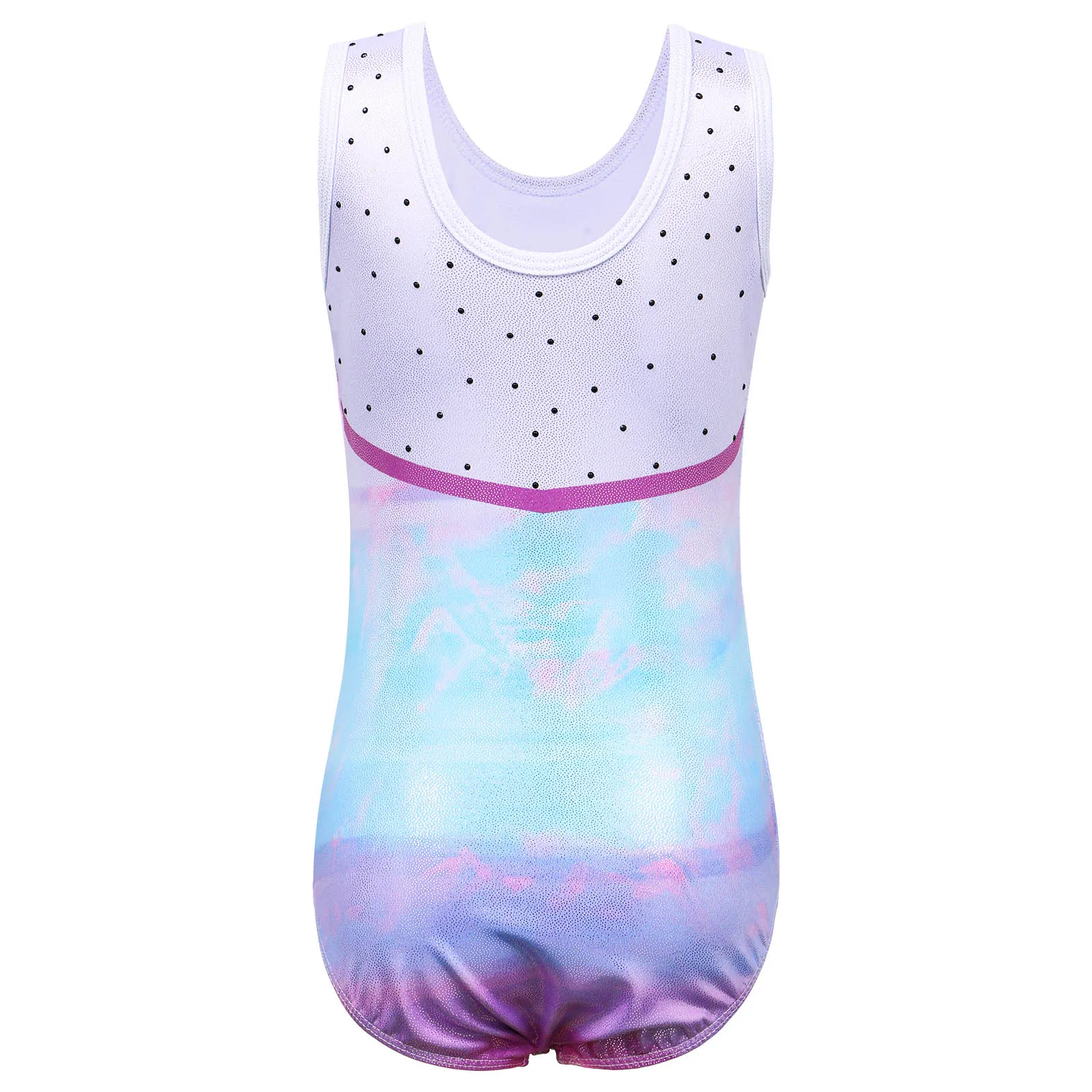 BAOHULU Girls Gymnastics Leotard Teens Gradient Color Ballet Dance Wear Sleeveless Sequin Bodysuit Practice Outfit Jumpsuit children dance leotards gymnastics dancewear sets