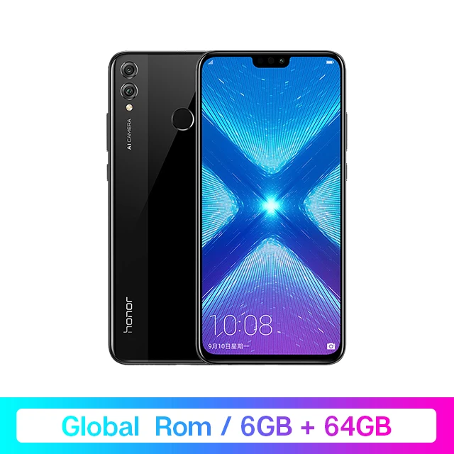 6GB 64G Black Смартфон Honor 8X8 X с глобальной прошивкой, 6 ГБ ОЗУ, 64 ГБ/128 ГБ, процессор Goolge Play Kirin 710, четыре ядра, 6,5 дюйма, 20 МП, двойная задняя камера, мобильный телефон OTA - Цвет: 6GB 64G Black