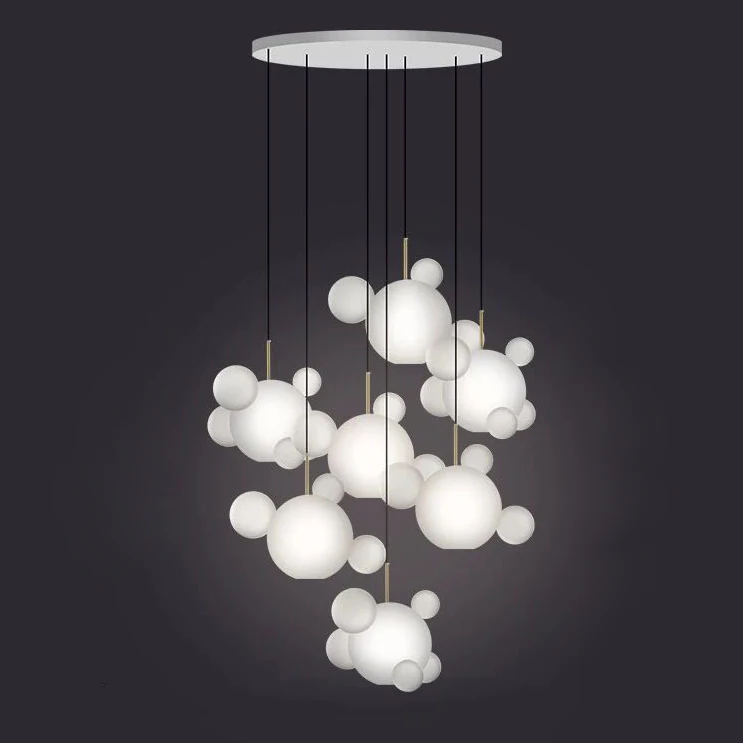 LED E27 Modern Clear White Glass Bubbles Golden Silver lustre Chandelier Lighting.Suspension Luminaire Lampen For Foyer