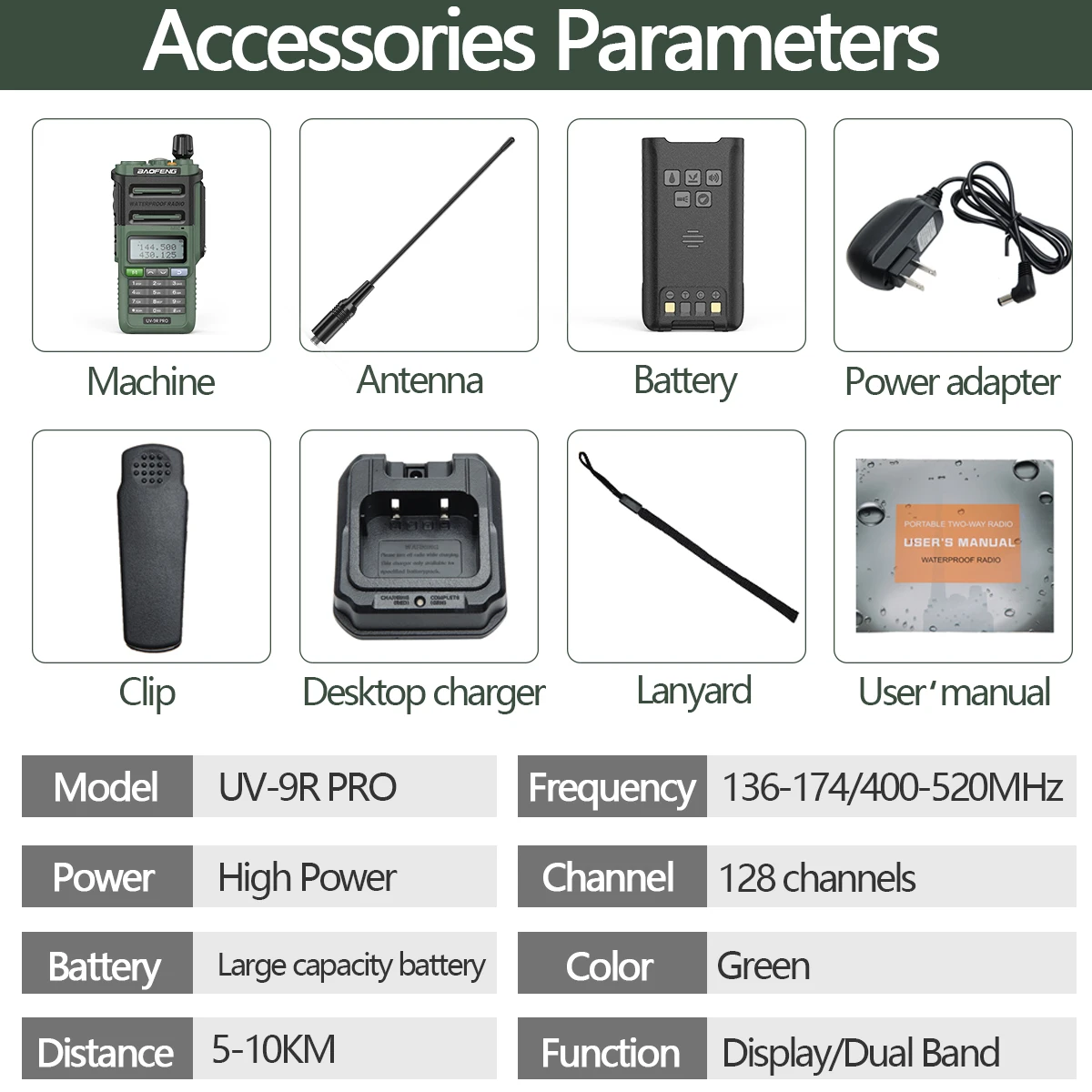 Radio Baofeng UV-9R Pro V2 10W Tri Power