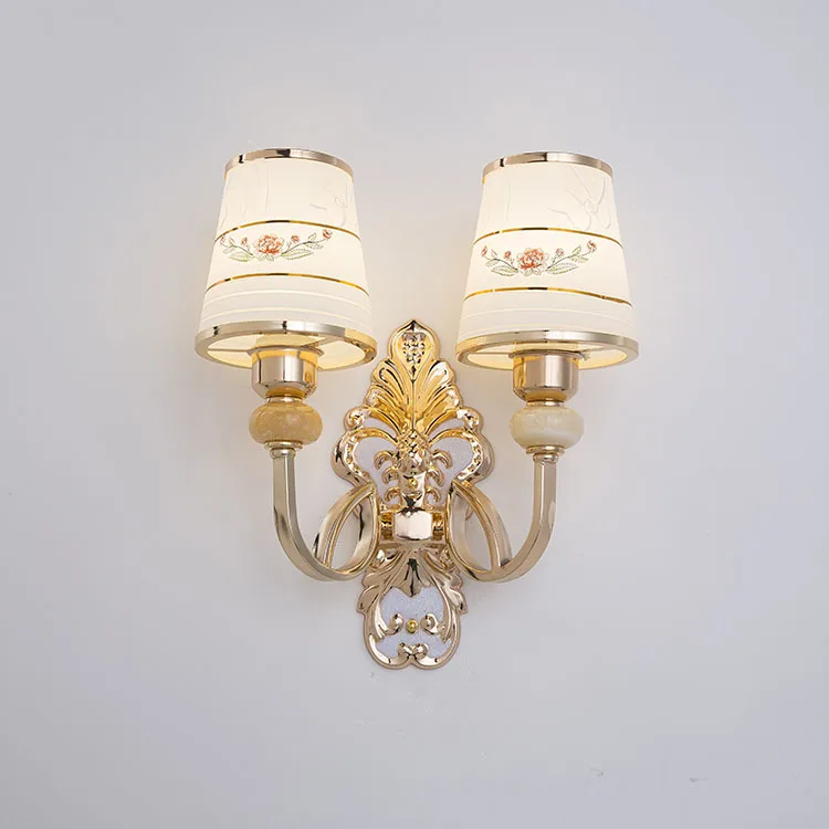 

European Gold Bedside Lamp Wall Lamp Bedroom Room Crystal Living Room Television Background Wall Lamp Restaurant Aisle Wall Lamp