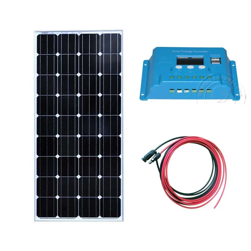 Cheap Solar Home Kit Solar Panel 12v 150w MonocrystallineSolar Charge Controller 12v/24v 10A Cable Extension Boat Caravan Car Camping