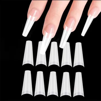 

500pcs/Bag Ballerina Nail Art Tips False Coffin Nails Art Tips Flat Shape Full/Half Cover Manicure Fake Nail Tips