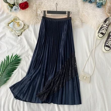 Новинка, Осень-зима, Женская бархатная плиссированная юбка с высокой талией, женская элегантная юбка