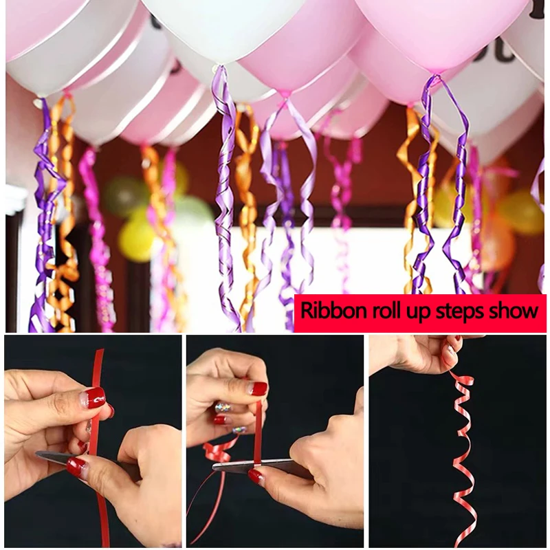 250 Yards Balloons Ribbon Satin Ribbon Roll Wedding Birthday Party Decorations Gifts DIY Decor Ballons Accessories