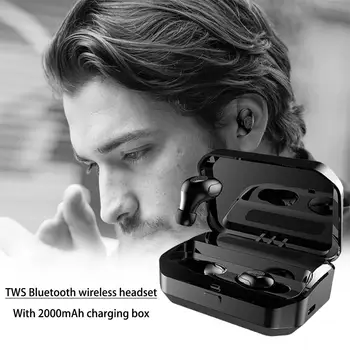 

TWS Bluetooth Wireless Headset 5.0 Stereo In-Ear Sweat-proof Earphone With Portable 2000mAh Charging Box