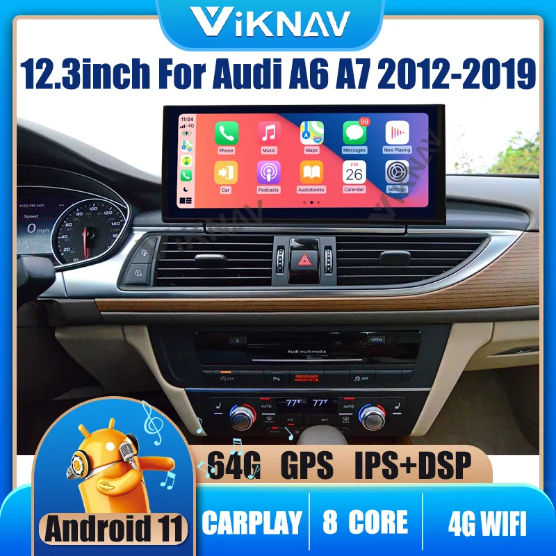Android 11 Car Radio For AUDI A6 A7 2012 2018 Car 12.3 inch GPS