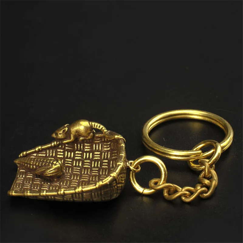 rat corn keychain pendants brass (3)