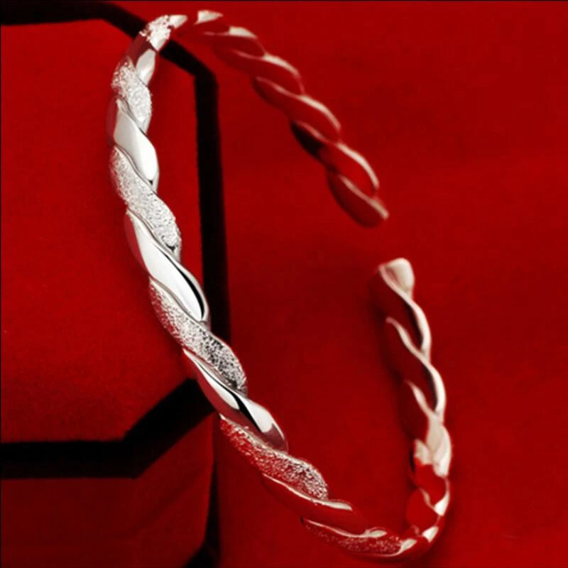 925 пробы серебряные браслеты-манжеты и браслеты для женщин подарок на день Святого Валентина