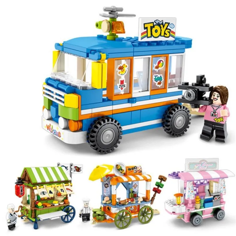

City Street Creator Ice Cream Truck Food Store View Compatible legoinglys Friends Buildings Blocks Educational Toys For Children