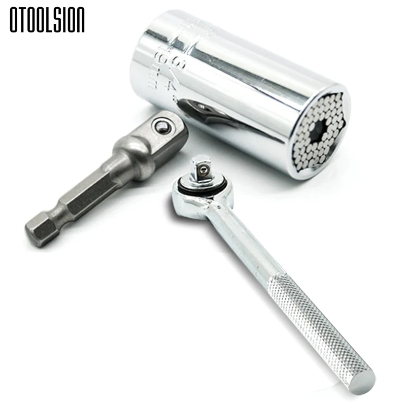 7-19mm Head Set Socket Sleeve Square Head Ratchet Wrench Ratchet Spanner Head Key Sleeve Socket Hand Tools Power Drill Kits (8)