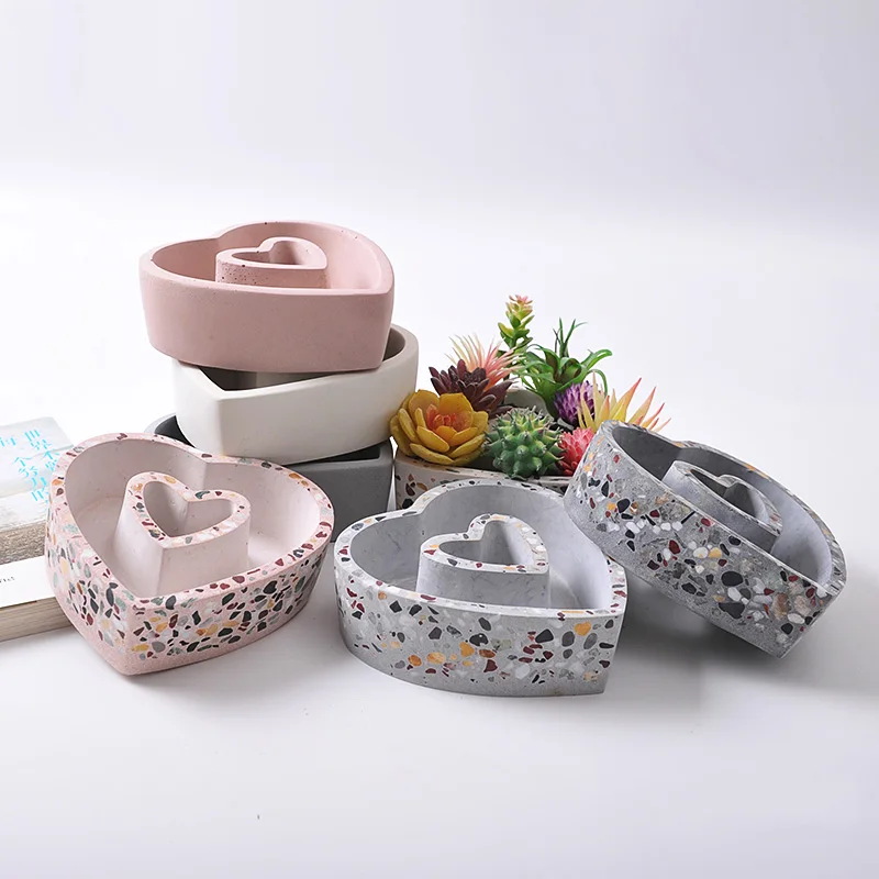 

Silicone Molds For Plaster Flower Pot Heart Shape Flowerpot Concrete Molds Succulent Plants Pot Cement Molds
