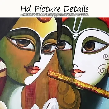 Buddha Radha Krishna True Love Oil Painting Printed On Canvas 5