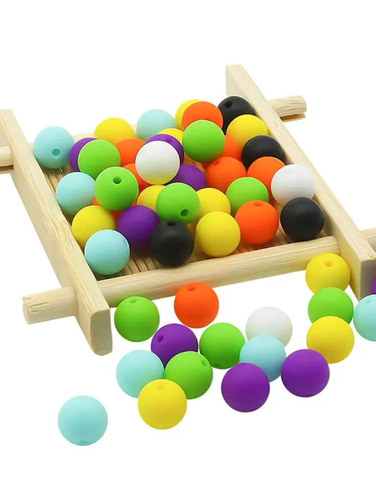 Cute-idea 50pcs Silicone Beads 12mm Food Grade Baby Loose Rounds perles Beads DIY Pacifier Chain Toys Accessories Baby Goods