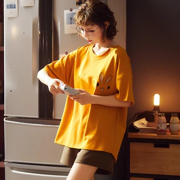 

Hot Sale Ladies Sleepwear New Spring Summer Women Pajama Sets Mujer Short sleeved Pijamas Pyjamas Casual Home Wear Cotton PJS