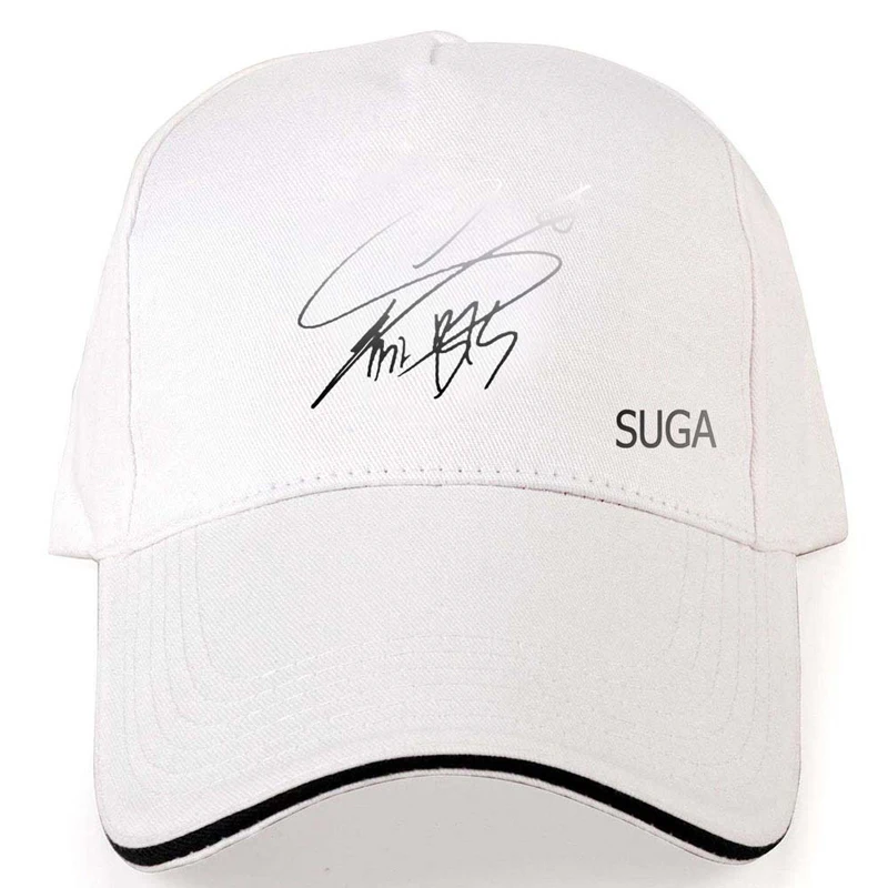 SUGA-white Модные армейские шапки в Корейском стиле Bangtan для мальчиков, фирменные бейсболки JIMIN V RAPMONSTER JIN JUNGKOOK SUGA J-HOPE Kpop - Цвет: SUGA-white