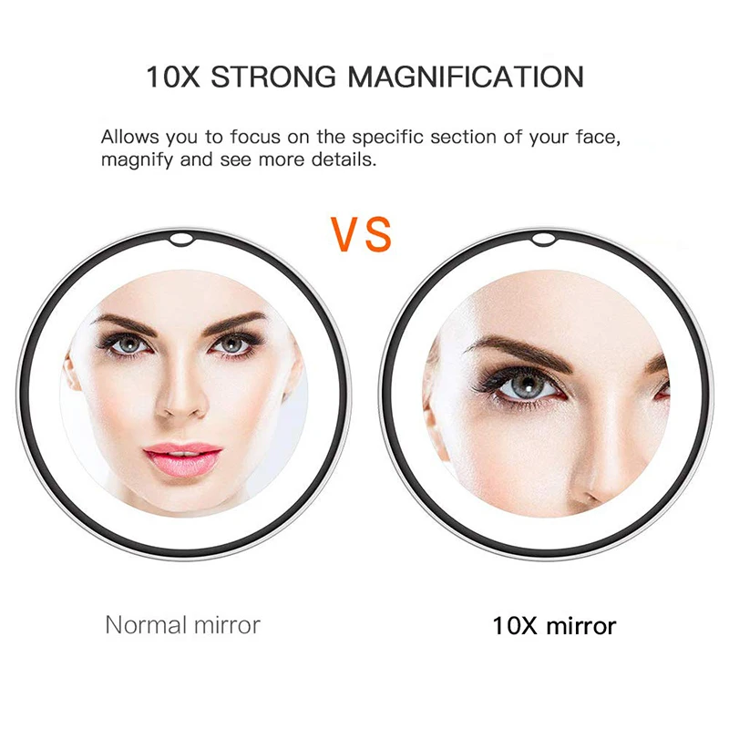 Makeup Mirror With 3 Luminosity LED Lights Make up Mirror 10X Magnifying Vanity Mirror Cosmetic Miroir Grossissant LED Dropship 2
