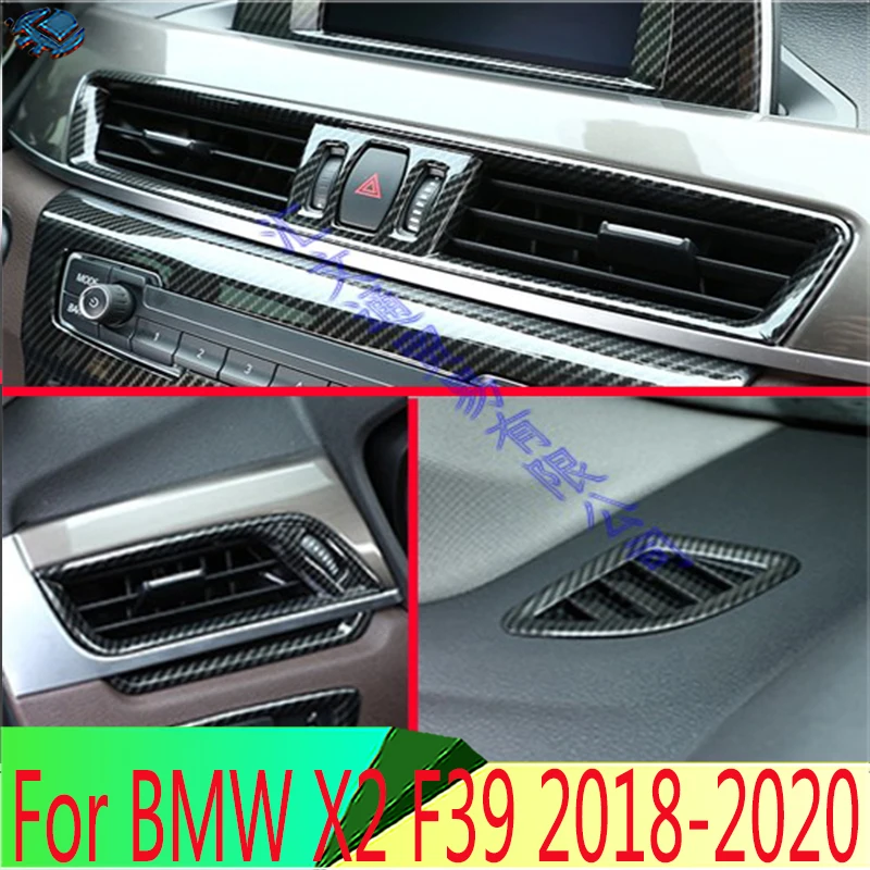 

For BMW X2 F39 2018 2019 2020 Carbon Fiber Style Air Vent Outlet Cover Dashboard Trim Bezel Frame Molding Garnish Accent Styling