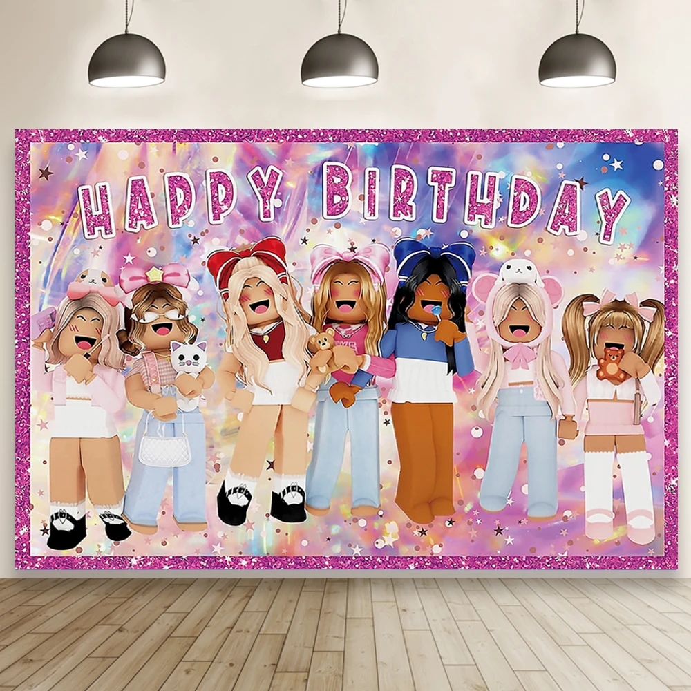 Фон для фотосъемки с надписью Happy Birthday Roblox Girl | Электроника