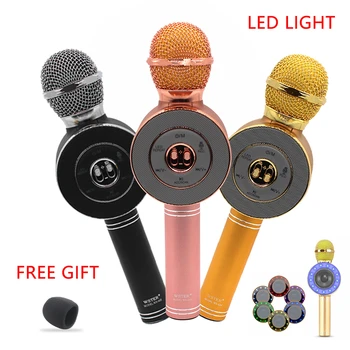

WS668 Wireless Bluetooth Karaoke Microphone Speaker TF Card/U Disk Music Playing Record FM Radio Disc LED LIGHT Mic Pk Ws858