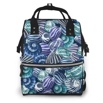 

Fashion Mummy Maternity Nappy Bag Blue Green And Purple Conch Large Capacity Baby Bag Travel Backpack Nursing Bag for Baby Care