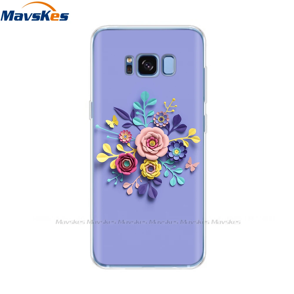 Soft TPU Case for Samsung Galaxy S8 Cute Flower Cat Phone Cover 360 Full Protective Coque for SamsungS8 GalaxyS8 Plus S8+ Funda samsung silicone case Cases For Samsung