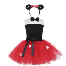 Высококачественное платье с Минни Маус; платье-пачка в горошек для дня рождения для маленьких девочек; Детский костюм для костюмированной вечеринки из фатина красного и розового цветов с героями мультфильмов для девочек