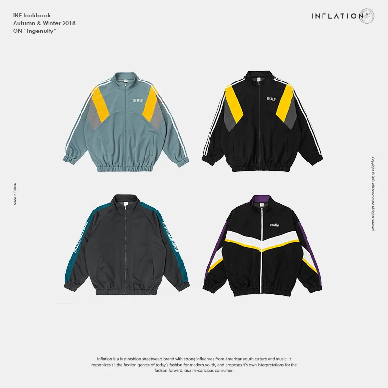 

INF Men'S Wear | 2019 Autumn And Winter New Style Versatile Cool Campus Contrast Color Joint Men's Loose Retro Sports outside