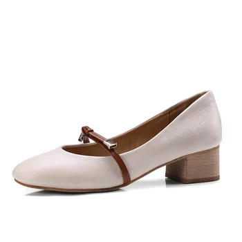 

Fashion Leather Flats Shoes Women Loafers Mary Jane Shoes Woman Mule Mocassins Block Chunky Sandals Heels Women Plus Size Shoes