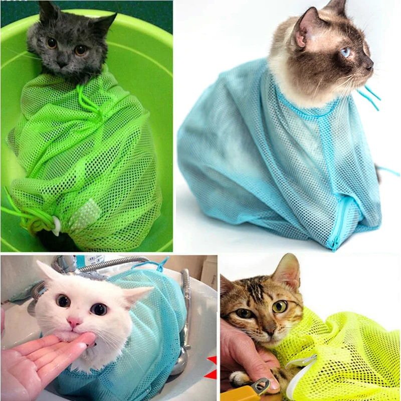 Прочный анти-сломающийся отрегулированный шнурок сетка Pet Cat сдержанная сумка для мытья в ванне гвозди анти царапины режущие чистящие мешки