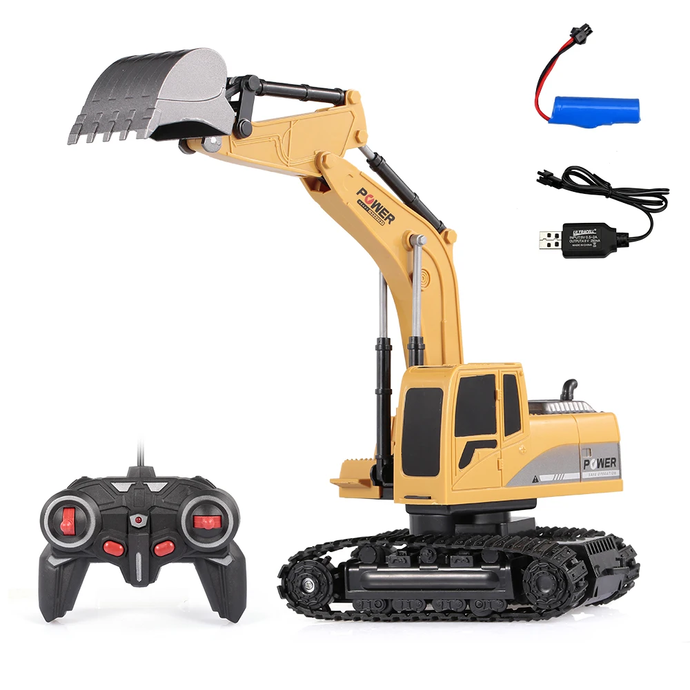 1:24 RC Hobby мини экскаватор колесный 2,4 ГГц 6-канальный Перезаряжаемые имитация экскаватор Дистанционное Управление игрушки RC грузовик для детей - Цвет: Alloy