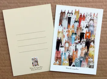 

1pc Cats Group Recordable Classical Vintage Art Travel Postcard Greeting Card Birthday Gift Postcards Illustration