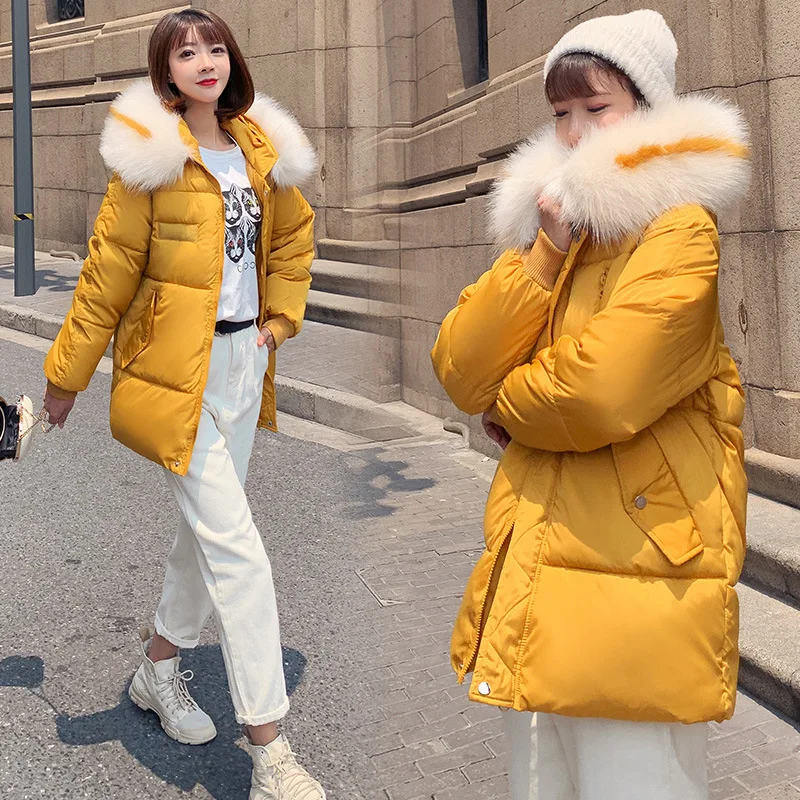 

2019 New Parka Winter Jacket Women Warm Down Cotton Coat Female Puffer Jacket Padded Parkas Large Fur Collar Xy1905 KJ3261