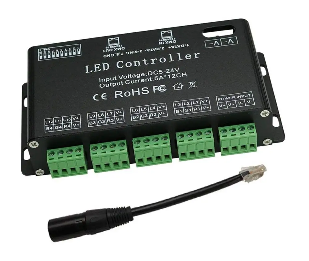 24-Kanal DMX512 Constant Decoder RGB LED Streifen Controller DMX Dimmer Treiber 