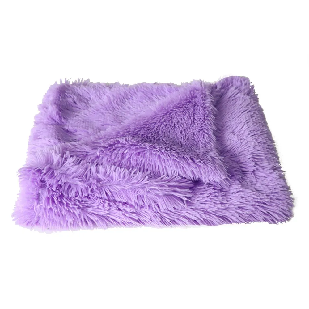 Мягкие тонкие Чехлы для глубокого сна, летний зимний лежак, одеяла, матрац для кошек, пушистые длинные плюшевые одеяла для домашних животных, собаки, кошки, постельные матрасы - Цвет: purple