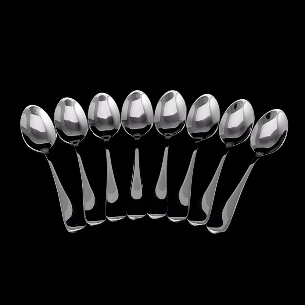 8 шт. Прочная нержавеющая сталь Demitasse ложка для эспрессо чай кофе суп рисовые столовые приборы столовое серебро Кухня Столовая бар наборы