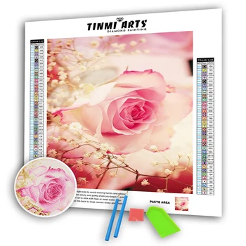 

5D Diamond Paintings Full Drill Round White Rose Mosaic Art Paint with Diamonds Flowers Kits Embroidery Stickers Decoration Home