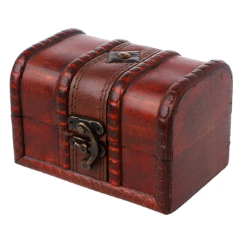 

Vintage Handmade Wooden Storage Box Decorative Trinket Case Jewelry Organizer