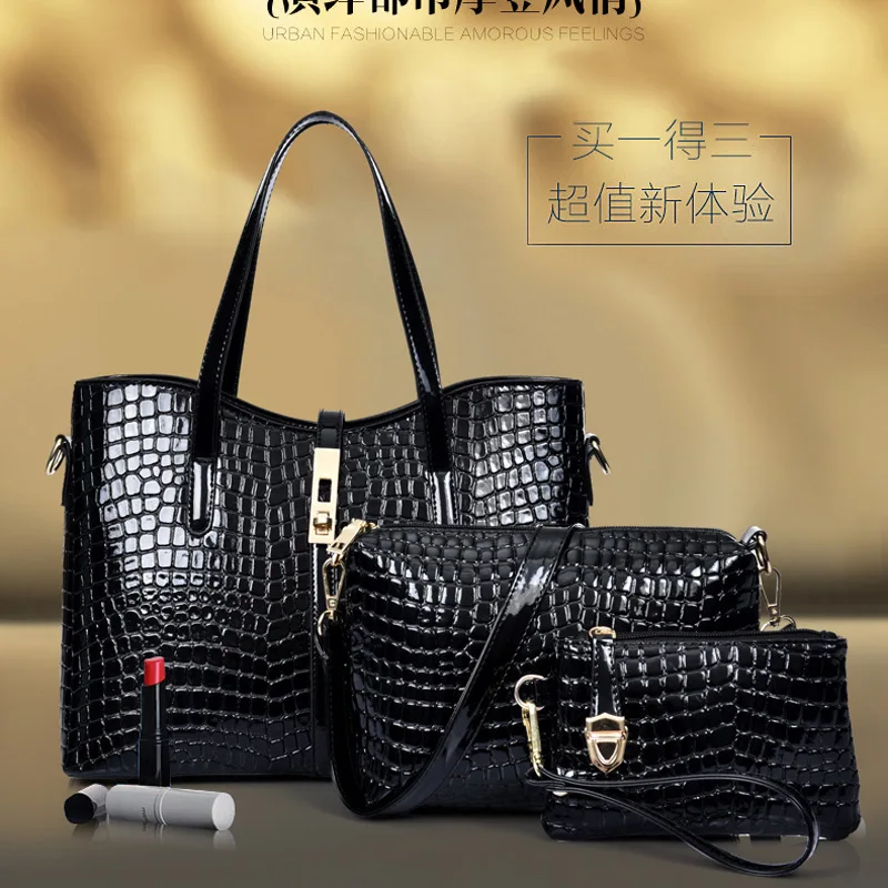 

2019 New Style Composite Bags Fashion Crocodile Pattern Three-piece Set WOMEN'S Bag 2019 New Style Handbag Fashion MBB