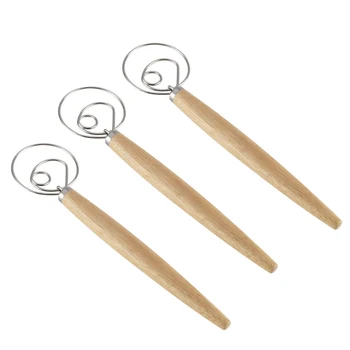 

3 Pack Egg Beater 13 Inch DIY Bread Dough Tools Baking Accessories Danish Whisk Stick Kitchen Gadgets Wood Handle