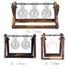 Frame Glass Vase Tabletop Terrarium Hydroponics Plant Vases Bonsai Transparent Flower Pot with Wooden Tray Home Decor 4