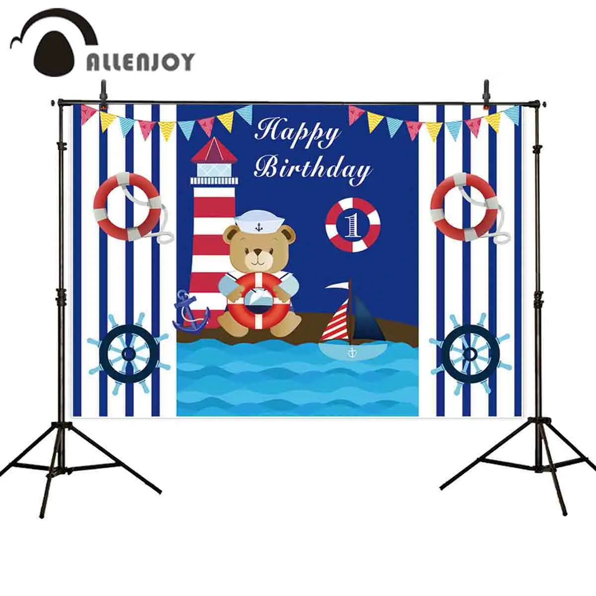 Allenjoy занавески для вечеринки в честь Дня рождения флаги медведь якорь