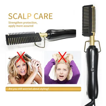 

Hair Straightener Flat Irons Straightening Brush Hot Heating Comb Hair Straight Styler Corrugation Curling Iron Hair Curler Comb
