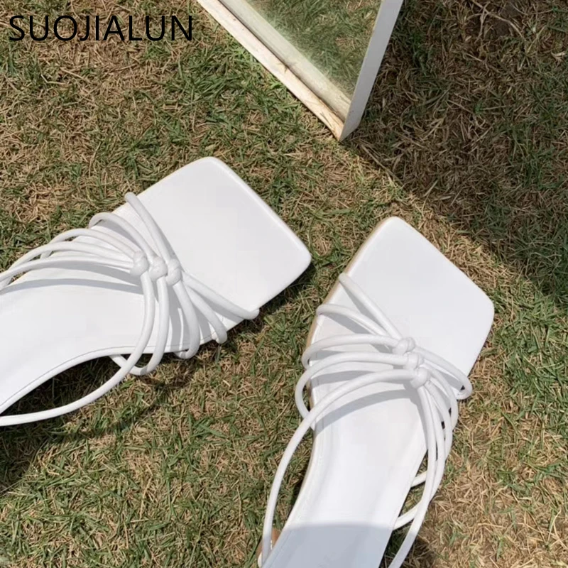 SUOJIALUN 2020 новые Брендовые женские шлепанцы летние модные уличные сандалии с