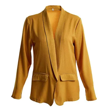 

Office Lady Coat Women Autumn Slim Suit Open Stitch Blazers None Button Business Notched Blaze Y4