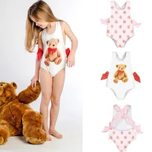 Милые купальные костюмы для маленьких девочек; Гавайская одежда для малышей; детские купальные костюмы с галстуком-бабочкой для девочек; фирменные Купальники для детей; милый купальник для девочек