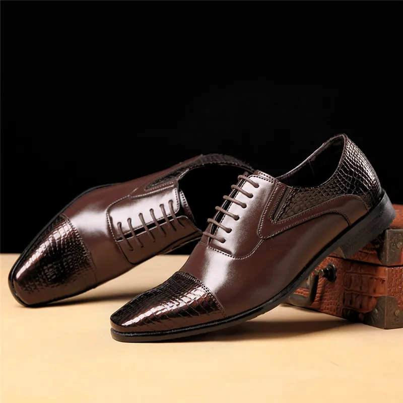 Мужская обувь; Новое поступление года; модельные туфли; Высококачественная деловая кожаная обувь на шнуровке; официальная обувь для свадебной вечеринки