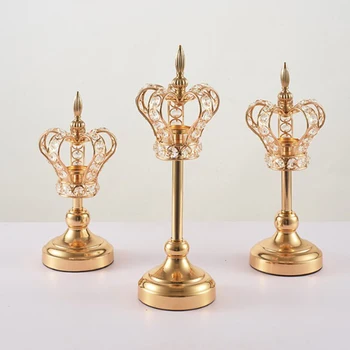 

Crystal Tealight Candle Coffee Dining Table Metal Candlesticks Stand